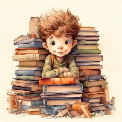 Bambino con libri