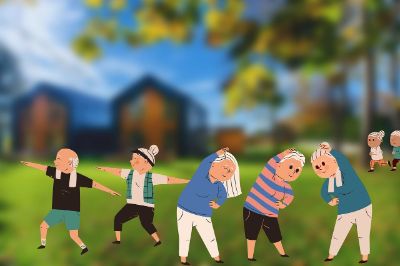 attività motoria terza età immagine cartoon