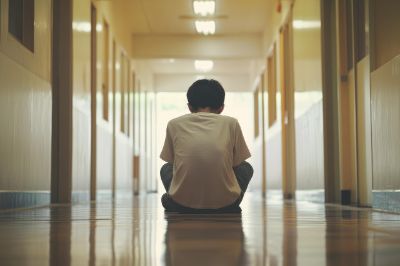 ragazzino di spalle, vittima di bullismo