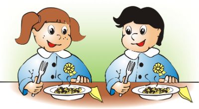 immagine di bambini in mensa